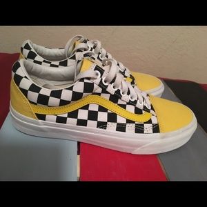black checkered vans with yellow black checkered vans with yellow